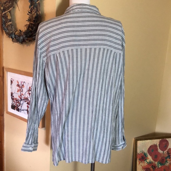 Vtg 90s APPARENZA Size 22W Tunic Length Stripe Gray/White Blouse Textured NEW - Picture 7 of 16